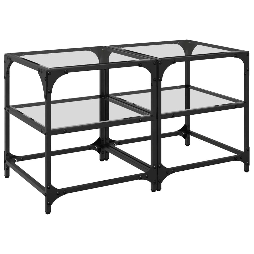 VidaXL Coffee Tables 40x40x45 cm Glass Top Steel Set Of 2 For Living Room Decor by vidaXL