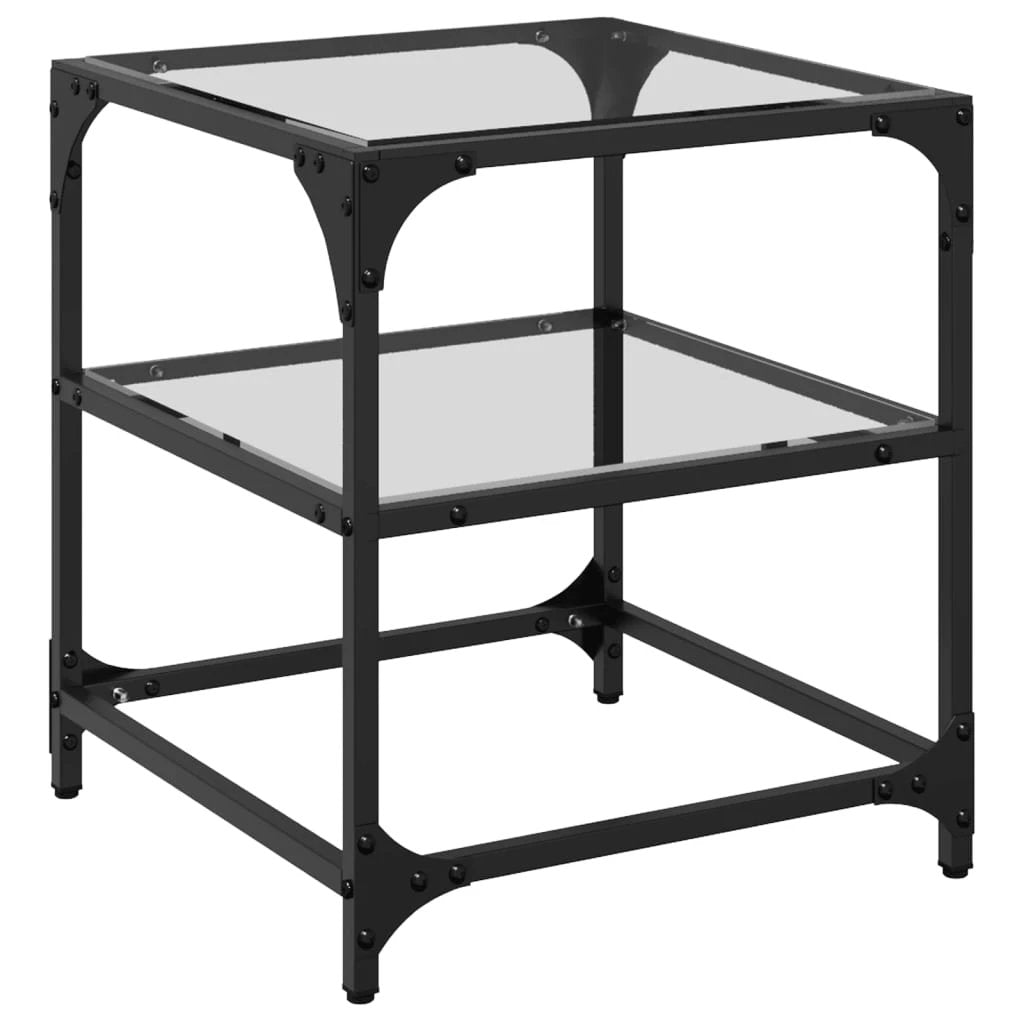 VidaXL Coffee Tables 40x40x45 cm Glass Top Steel Set Of 2 For Living Room Decor by vidaXL