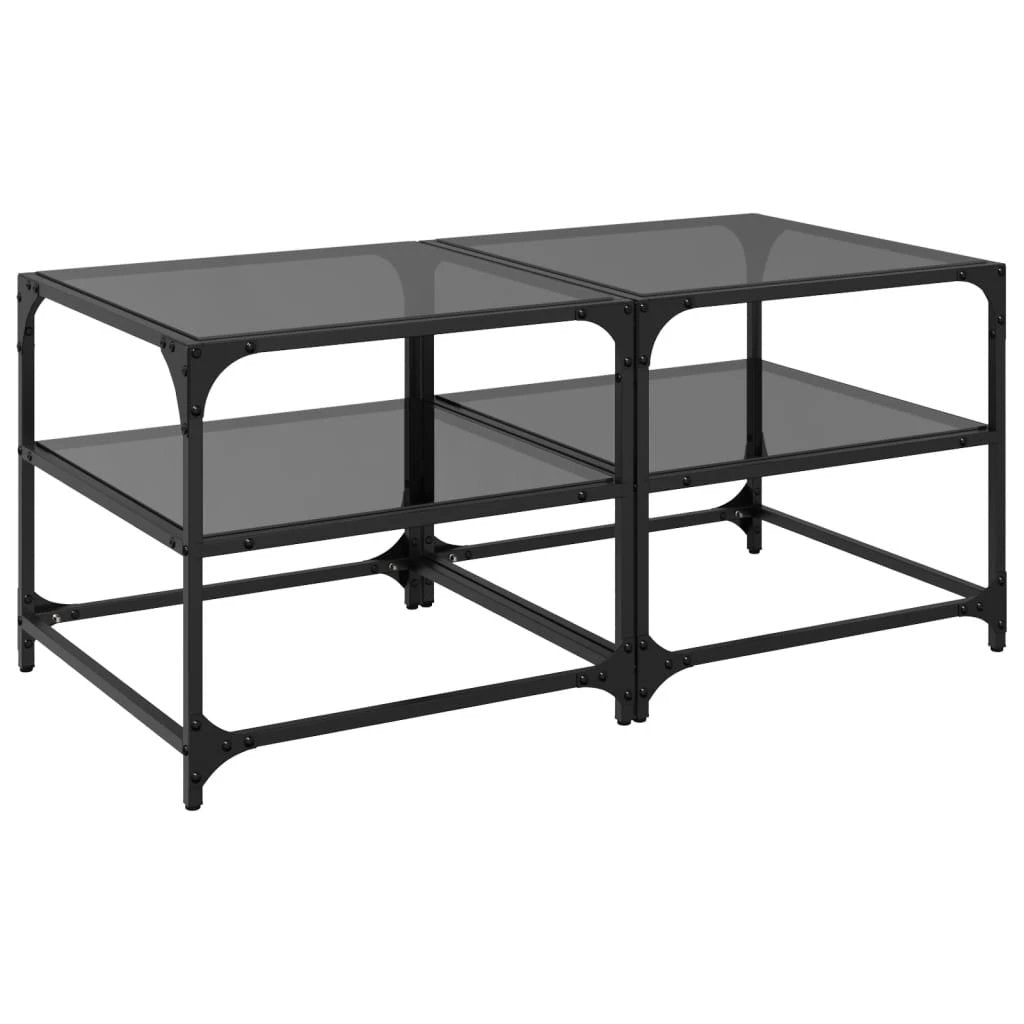 vidaXL VidaXL Coffee Tables 50x50x45 cm Black Glass Top - Coffee Table