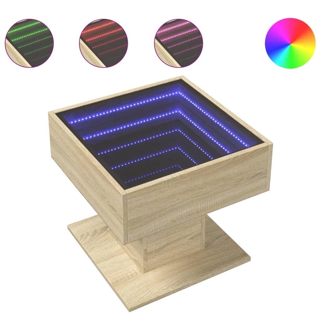 VidaXL Coffee Table 50x50x45 LED Infinity Mirror by vidaXL