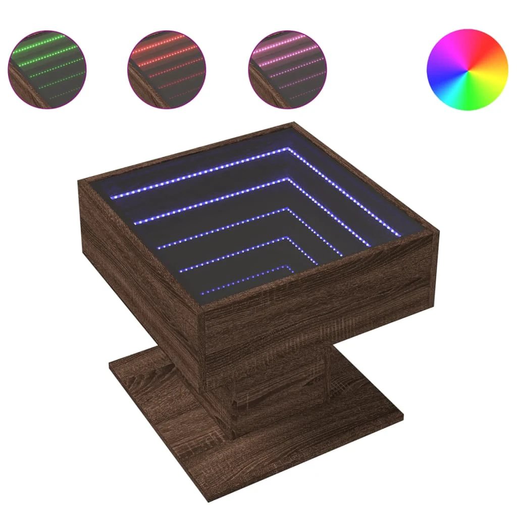 VidaXL Coffee Table 50x50x45 cm LED Mirror by vidaXL