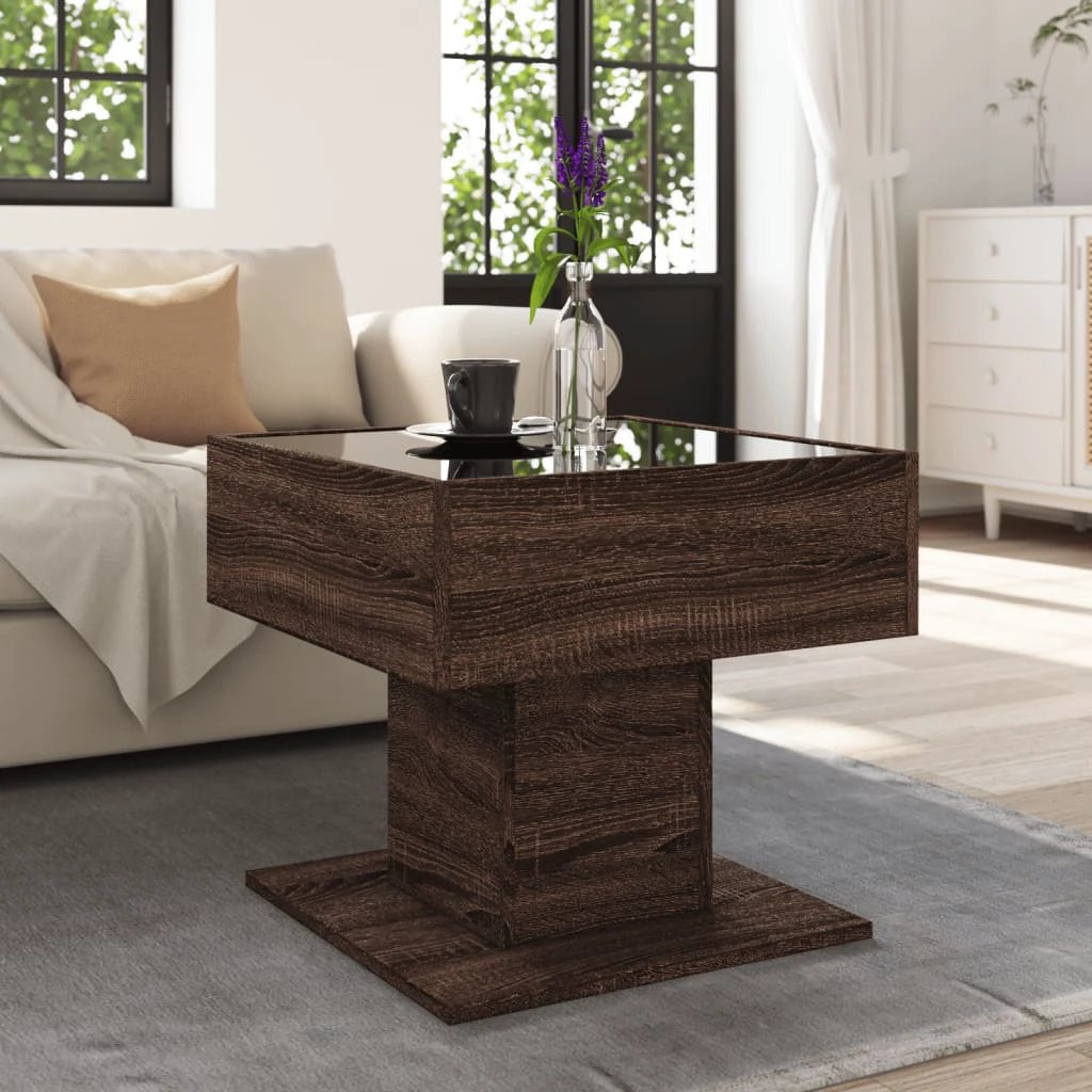 VidaXL Coffee Table 50x50x45 cm LED Mirror by vidaXL