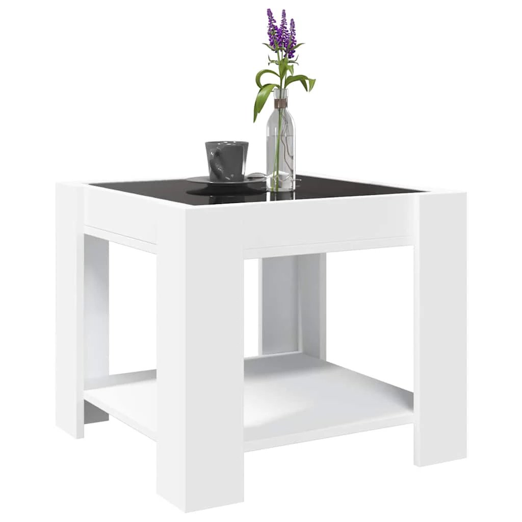 VidaXL Coffee Table With LED Infinity Mirror White 53x53x45 Cm Engineered Wood Durable Finish Home Decor by vidaXL