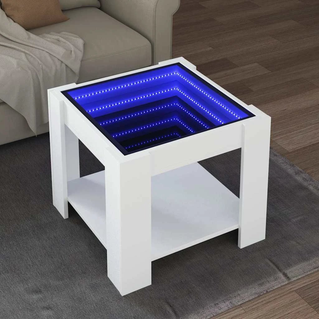VidaXL Coffee Table With LED Infinity Mirror White 53x53x45 Cm Engineered Wood Durable Finish Home Decor by vidaXL