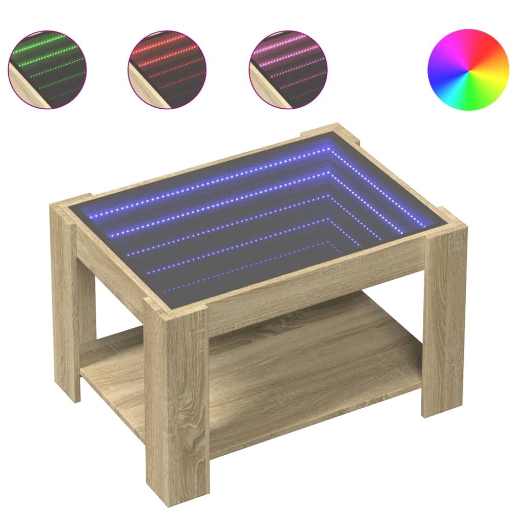 vidaXL VidaXL Coffee Table 73x53x45 LED Mirror Living - Coffee Table