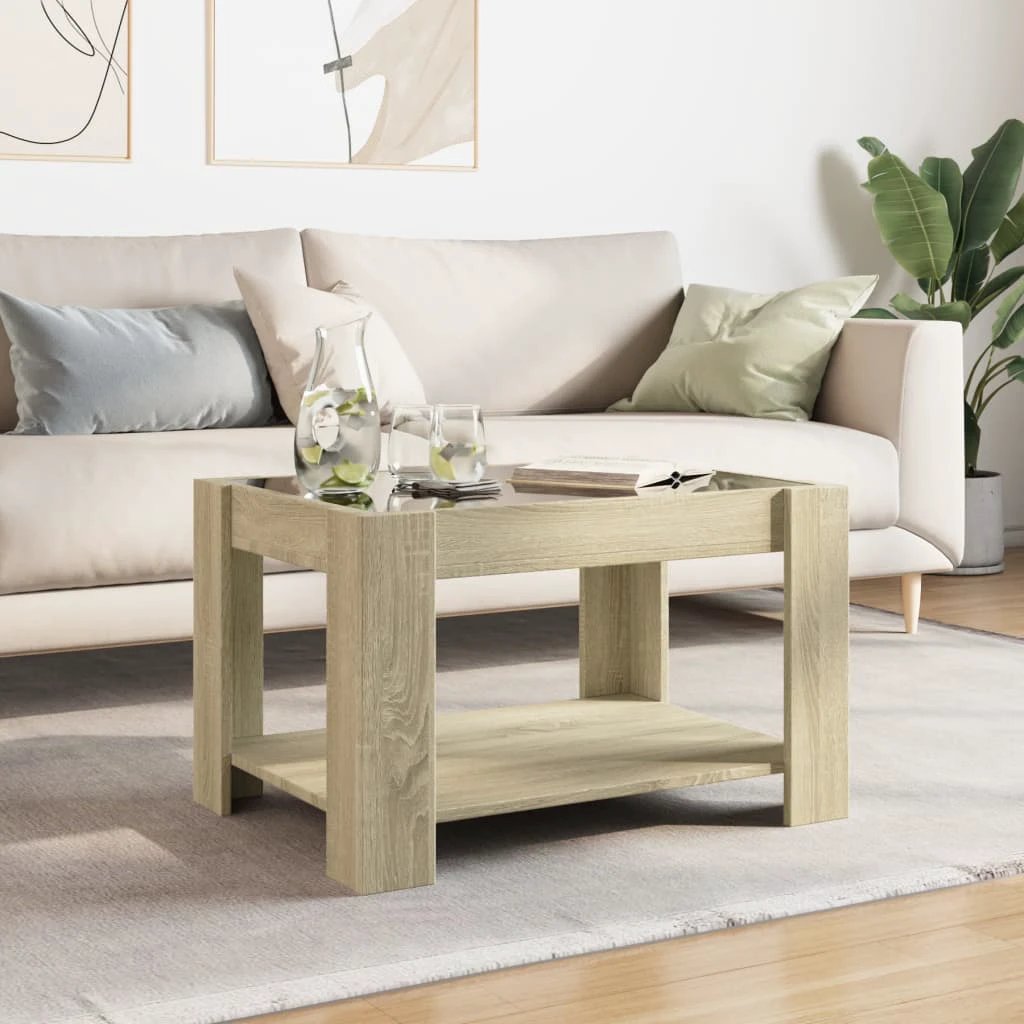 vidaXL VidaXL Coffee Table 73x53x45 LED Mirror Living - Coffee Table