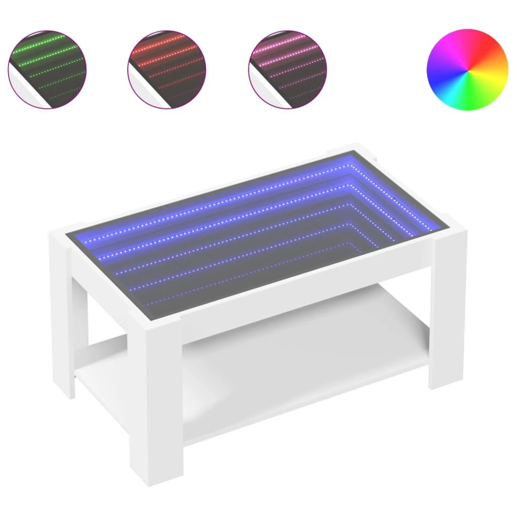 vidaXL vidaXL Coffee Table with LED White 93x53x45 cm Engineered Wood - Coffee Table