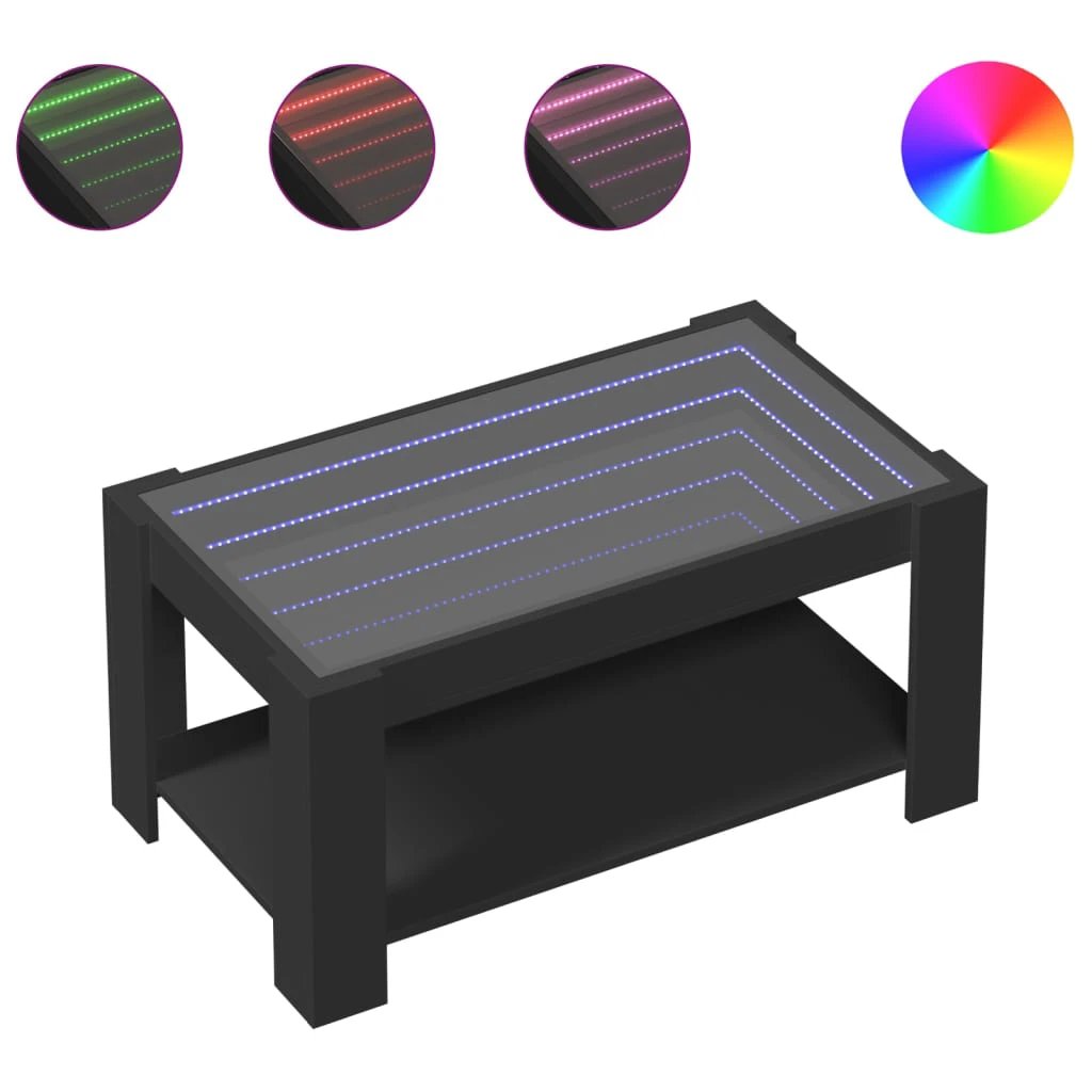 VidaXL Coffee Table 93x53x45 cm With LED Infinity Mirror For Modern Living Rooms by vidaXL