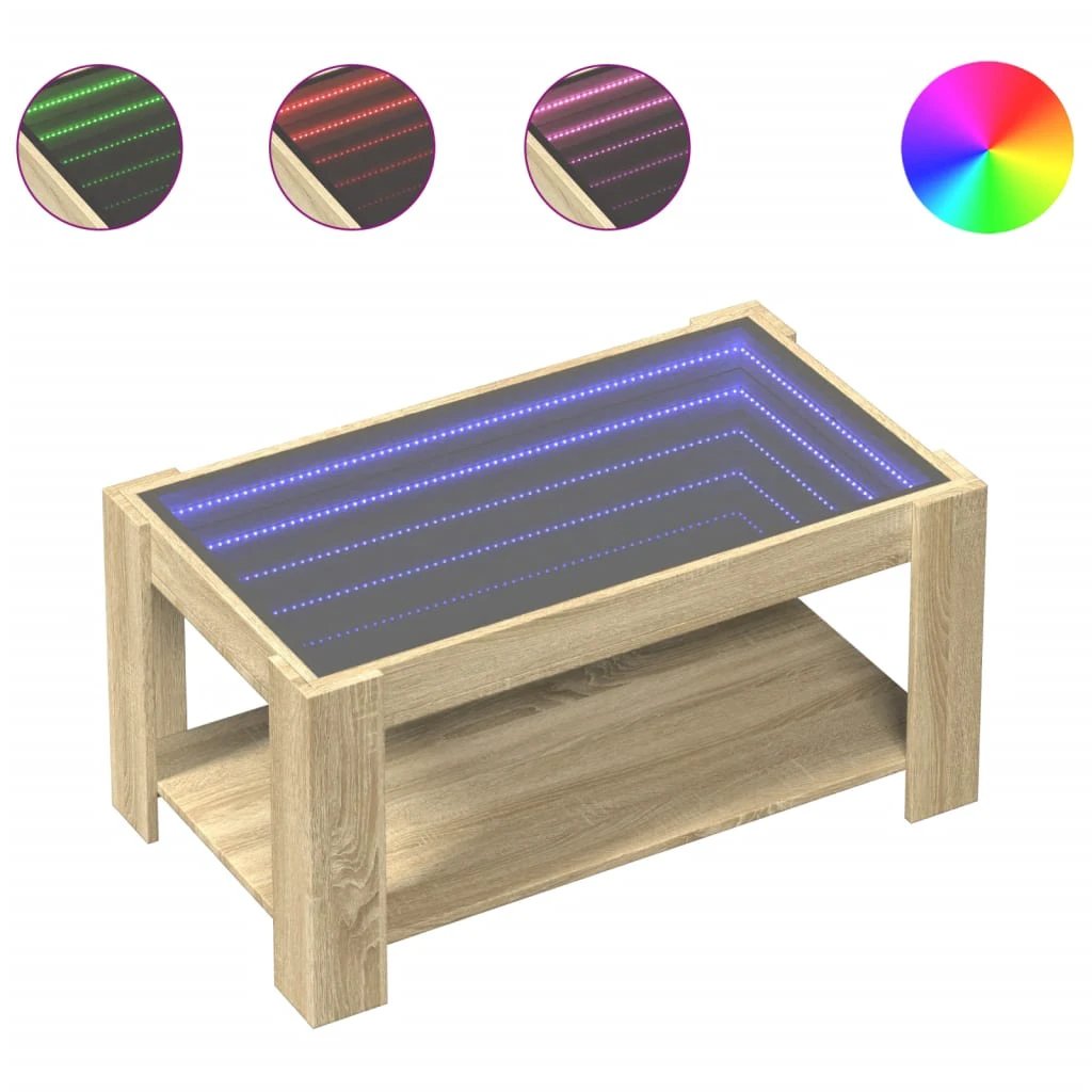 vidaXL vidaXL Coffee Table 93x53x45 cm LED Mirror - Coffee Table