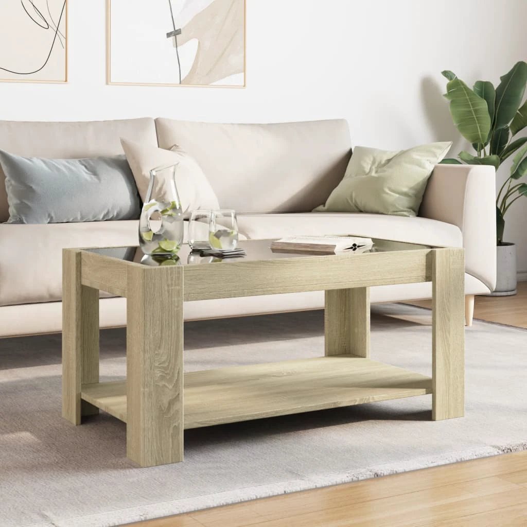 vidaXL vidaXL Coffee Table 93x53x45 cm LED Mirror - Coffee Table