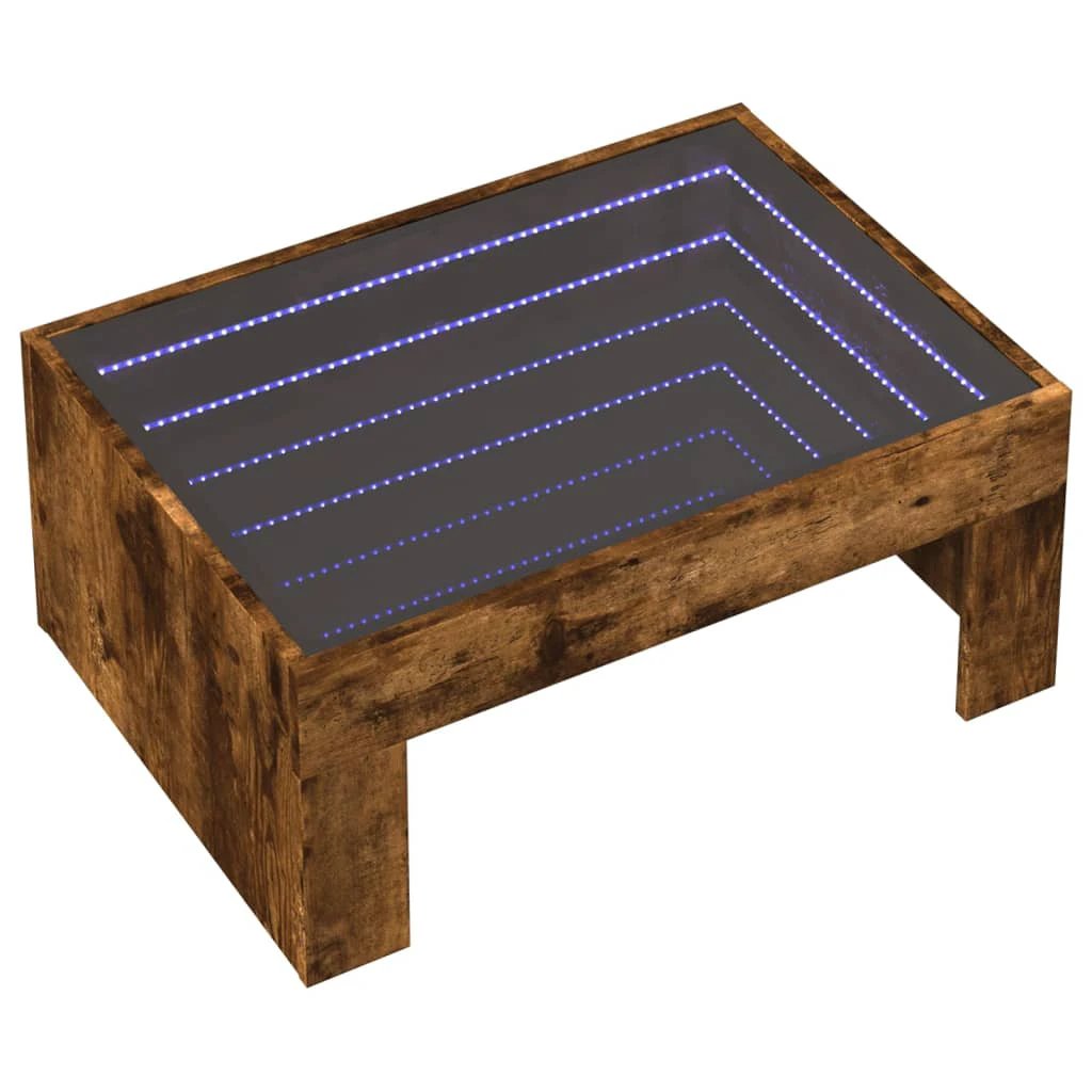 VidaXL Coffee Table 70x50x30 Cm With Infinity LED Mirror In Smoked Oak Finish For Modern Living Rooms by vidaXL