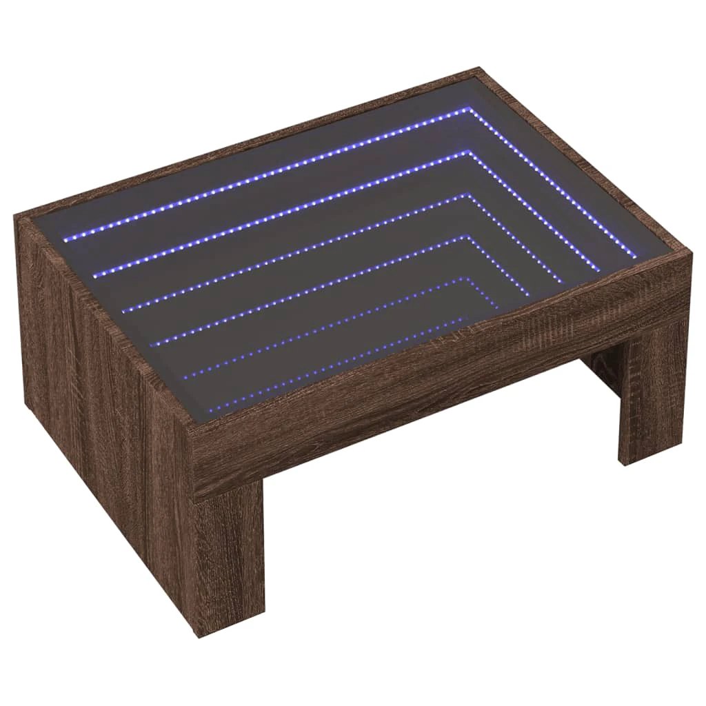 vidaXL VidaXL Coffee Table 70x50x30 cm Infinity LED Mirror Brown Oak Living Room Accent - Coffee Table