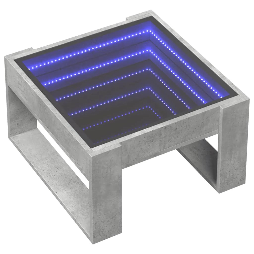 vidaXL Coffee Table 50x53x30 Cm Concrete Grey Infinity LED Mirror RGB Dimmable For Modern Living Room by vidaXL