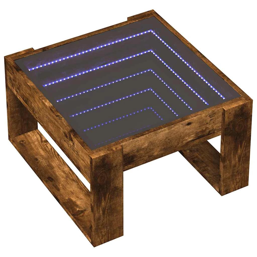 vidaXL vidaXL Coffee Table 50x53x30 cm with Infinity LED Mirror Smoked Oak for Living Room - Coffee Table