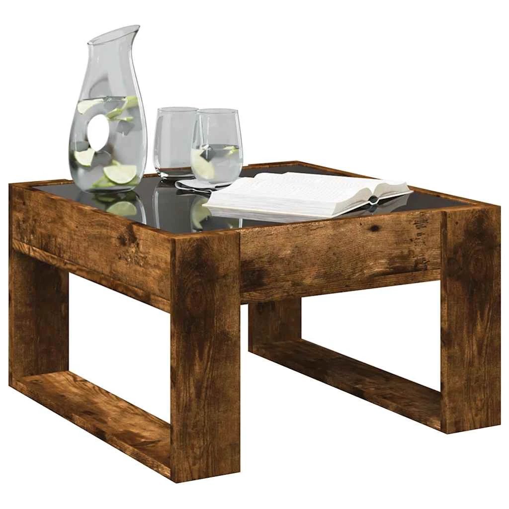vidaXL vidaXL Coffee Table 50x53x30 cm with Infinity LED Mirror Smoked Oak for Living Room - Coffee Table