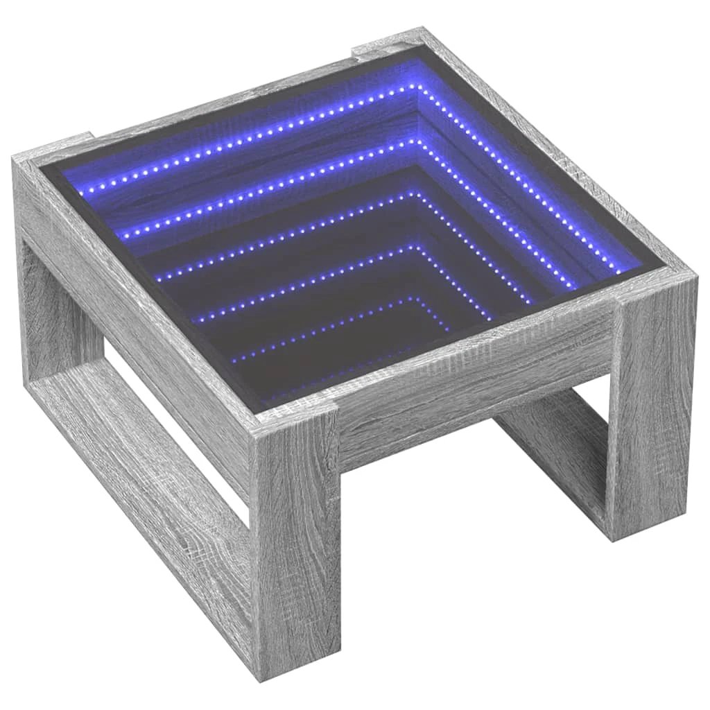vidaXL Coffee Table 50x53x30cm Grey Sonoma Infinity LED Mirror Living Room Decor Home by vidaXL