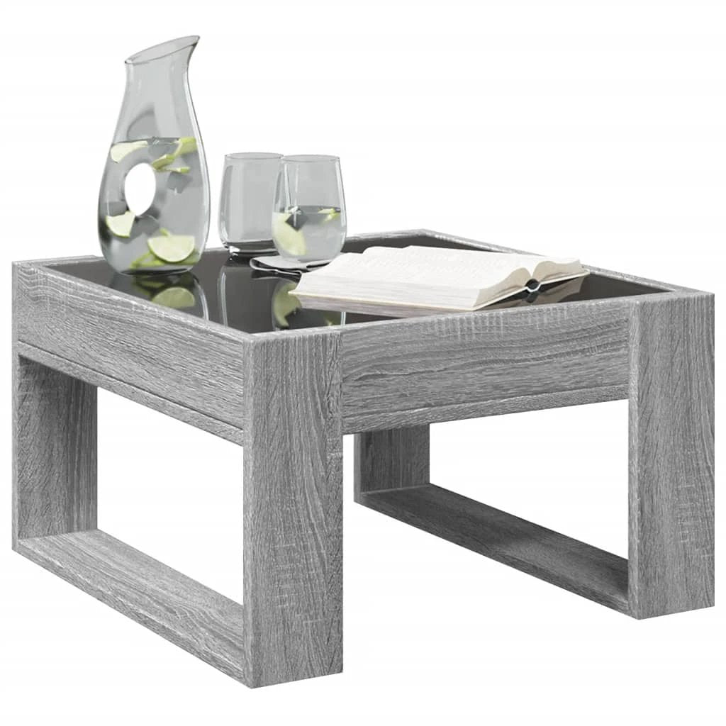 vidaXL vidaXL Coffee Table 50x53x30cm Grey Sonoma Infinity LED Mirror Living Room Decor Home - Coffee Table