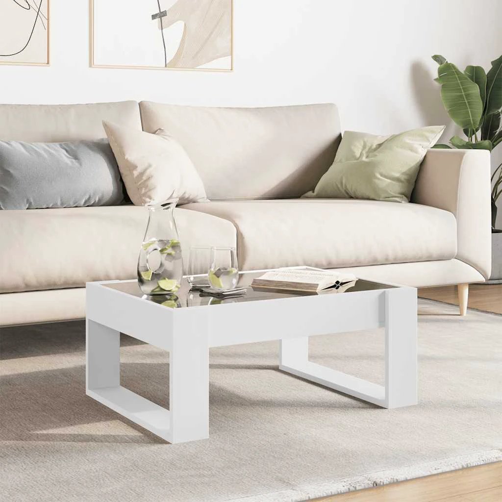 vidaXL Coffee Table 70x53x30 cm Infinity LED Mirror RGB Lighting For Modern Living Room by vidaXL