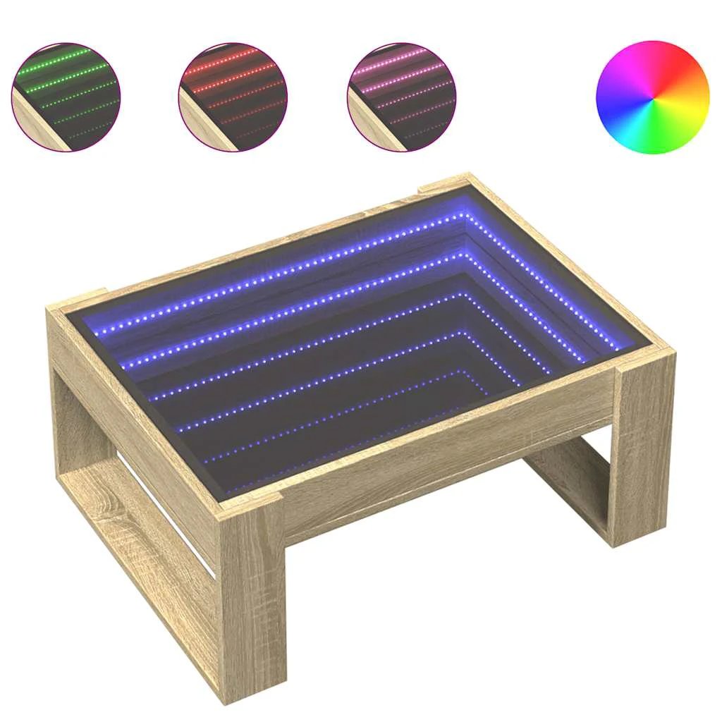 vidaXL VidaXL Coffee Table 70x53x30 LED Infinity Oak - Coffee Table