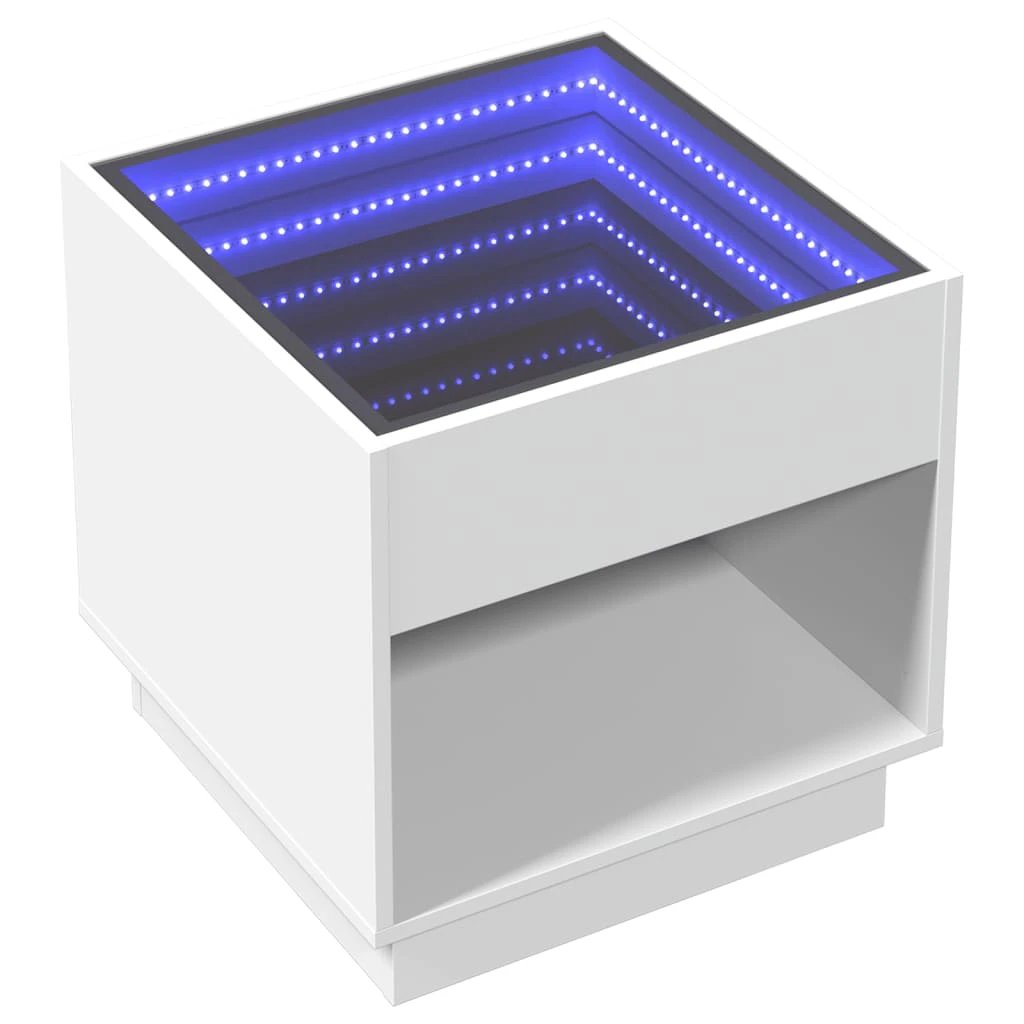 vidaXL VidaXL Coffee Table 50x50x50 cm Infinity LED White Illuminated Mirror for Modern Living Room Decor - Coffee Table