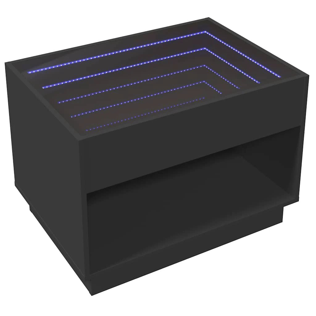 VidaXL Coffee Table 70x50x50 cm Infinity LED Mirror Black Living Room Decor For Modern Homes by vidaXL