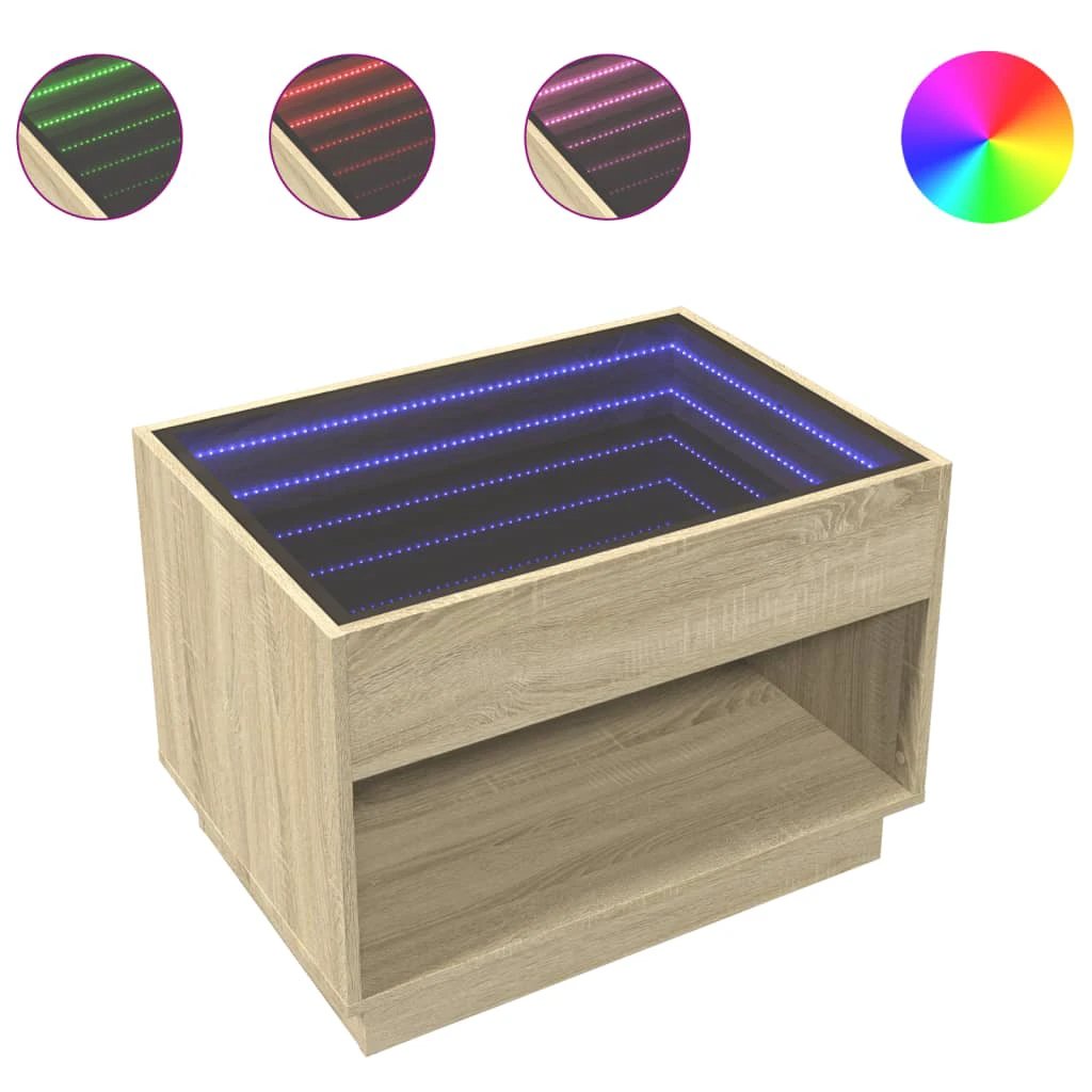 vidaXL vidaXL Coffee Table 70x50x50 cm Infinity LED Mirror RGB Lighting For Modern Living Room Decor - Coffee Table