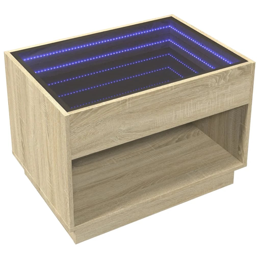 vidaXL vidaXL Coffee Table 70x50x50 cm Infinity LED Mirror RGB Lighting For Modern Living Room Decor - Coffee Table