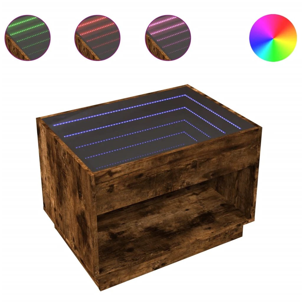 vidaXL Coffee Table 70x50x50 Cm Infinity LED Mirror RGB Lighting For Living Room by vidaXL