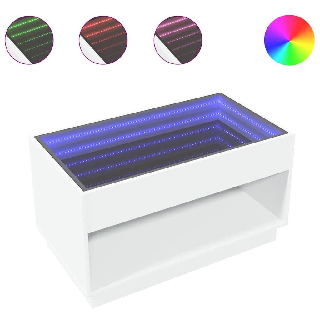 vidaXL Coffee Table 90x50x50 cm Infinity LED Mirror for Modern Living Room Decor by vidaXL