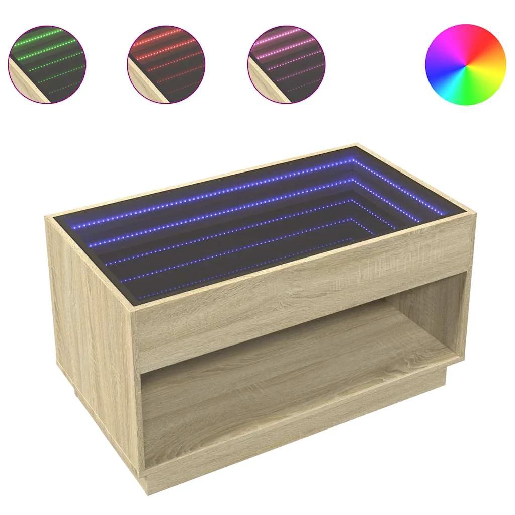 vidaXL Coffee Table 90x50x50cm LED Infinity Mirror by vidaXL