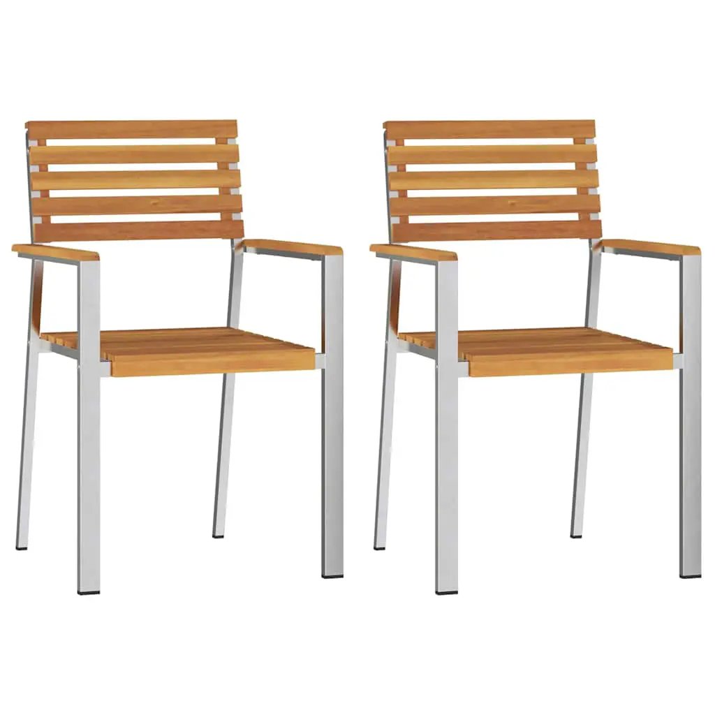 vidaXL vidaXL Garden Chair 2 pcs Oil Natural Solid Acacia Wood - Garden Chairs