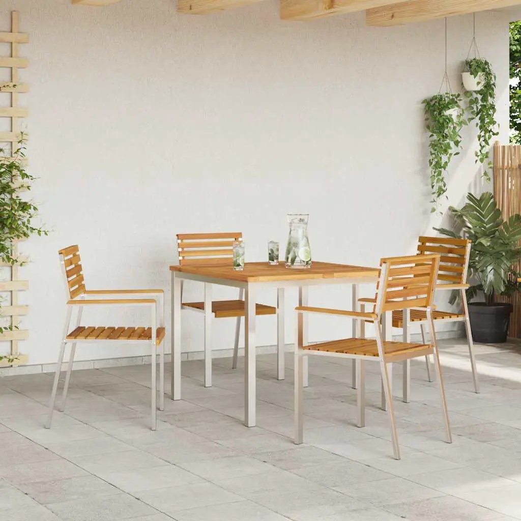 vidaXL vidaXL Garden Chair 4 pcs Oil Natural Solid Acacia Wood - Garden Chairs