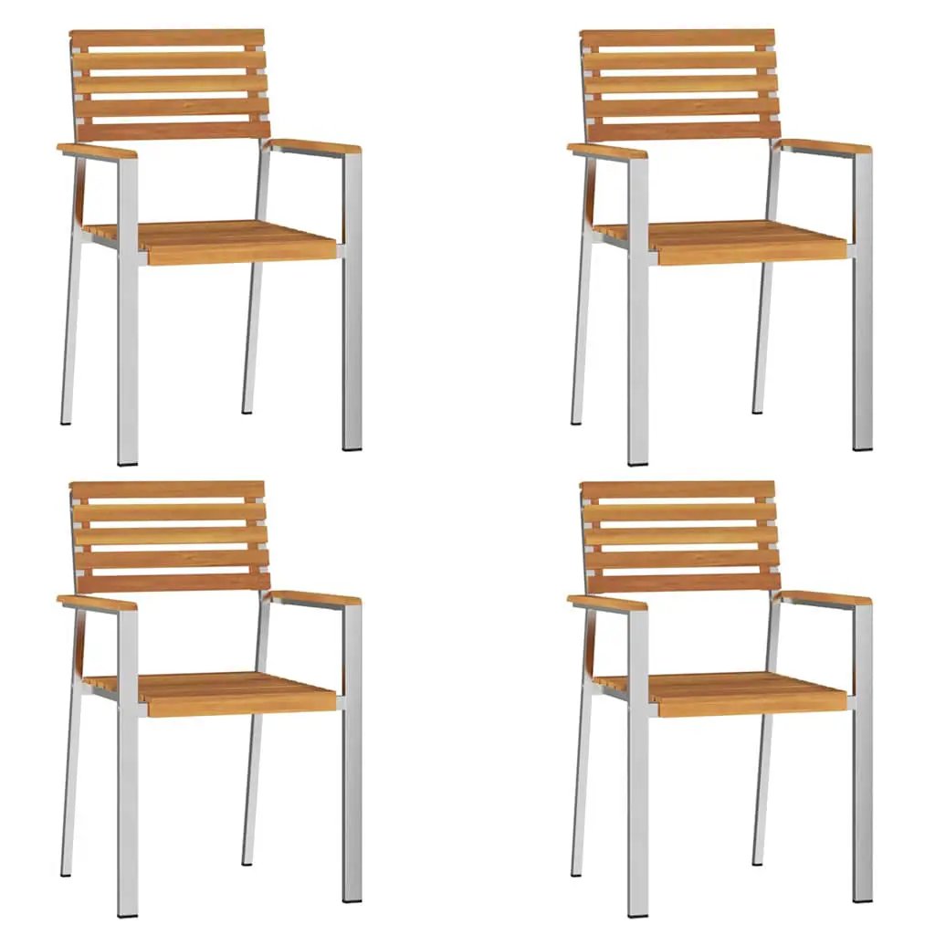 vidaXL vidaXL Garden Chair 4 pcs Oil Natural Solid Acacia Wood - Garden Chairs