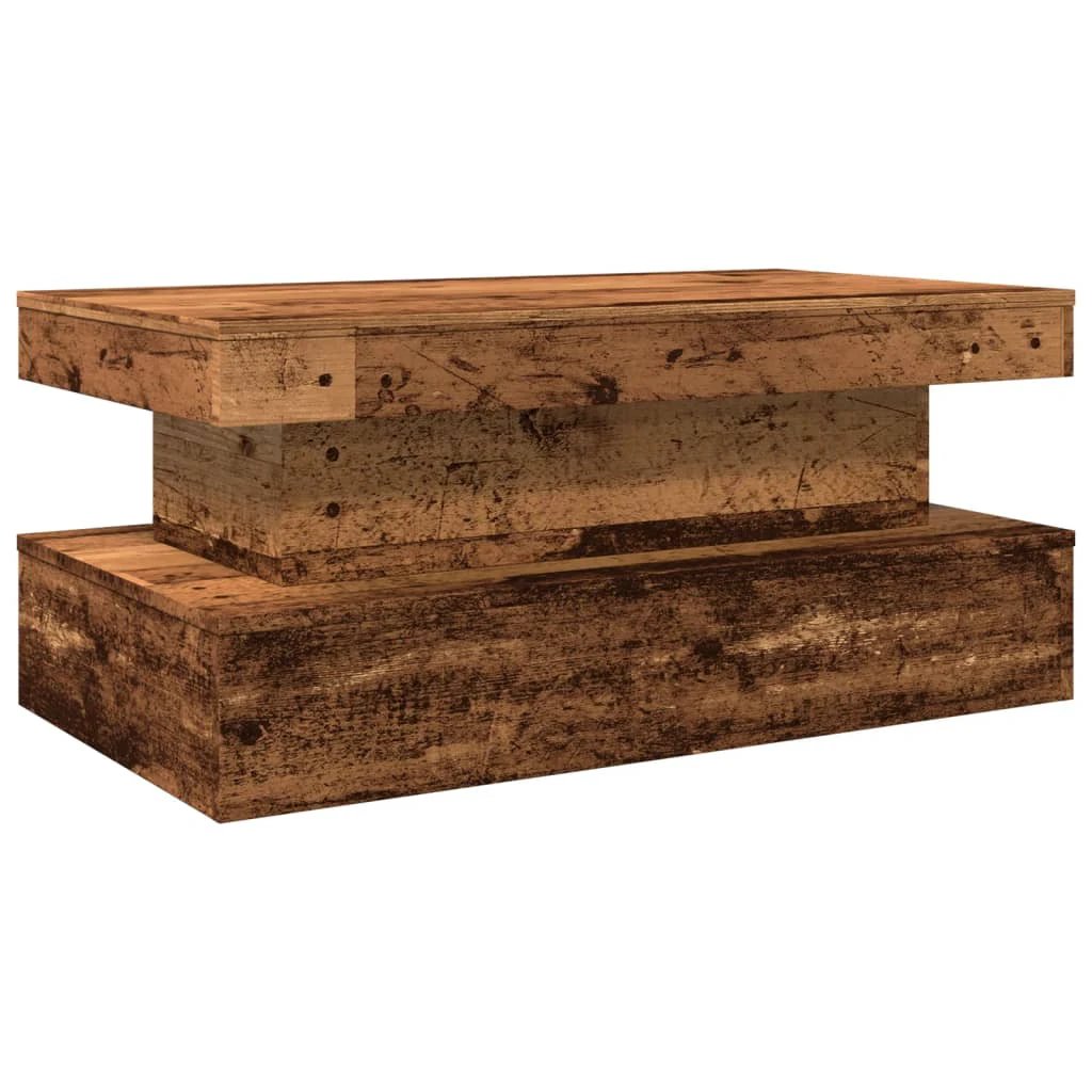 VidaXL Coffee Table 90x50x40 cm LED Lights Ambient Glow Rustic Wood Living Room Decor by vidaXL