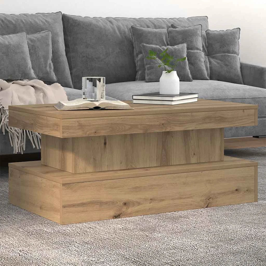 VidaXL Coffee Table Artisan Oak 90x50x40 cm With LED Lights For Modern Living Rooms by vidaXL