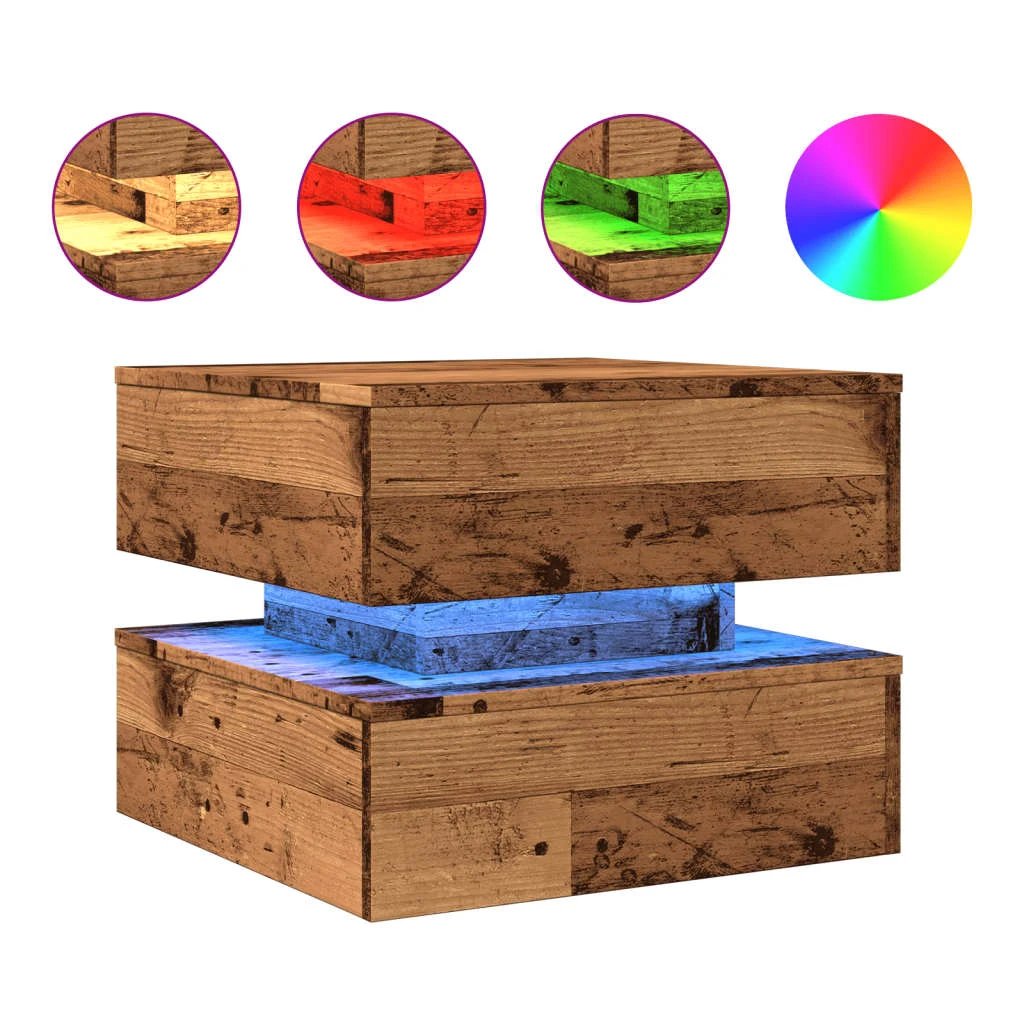 vidaXL vidaXL Coffee Table 50x50x40 cm LED Lights Rustic Modern Living Room Decor Furniture - Coffee Table