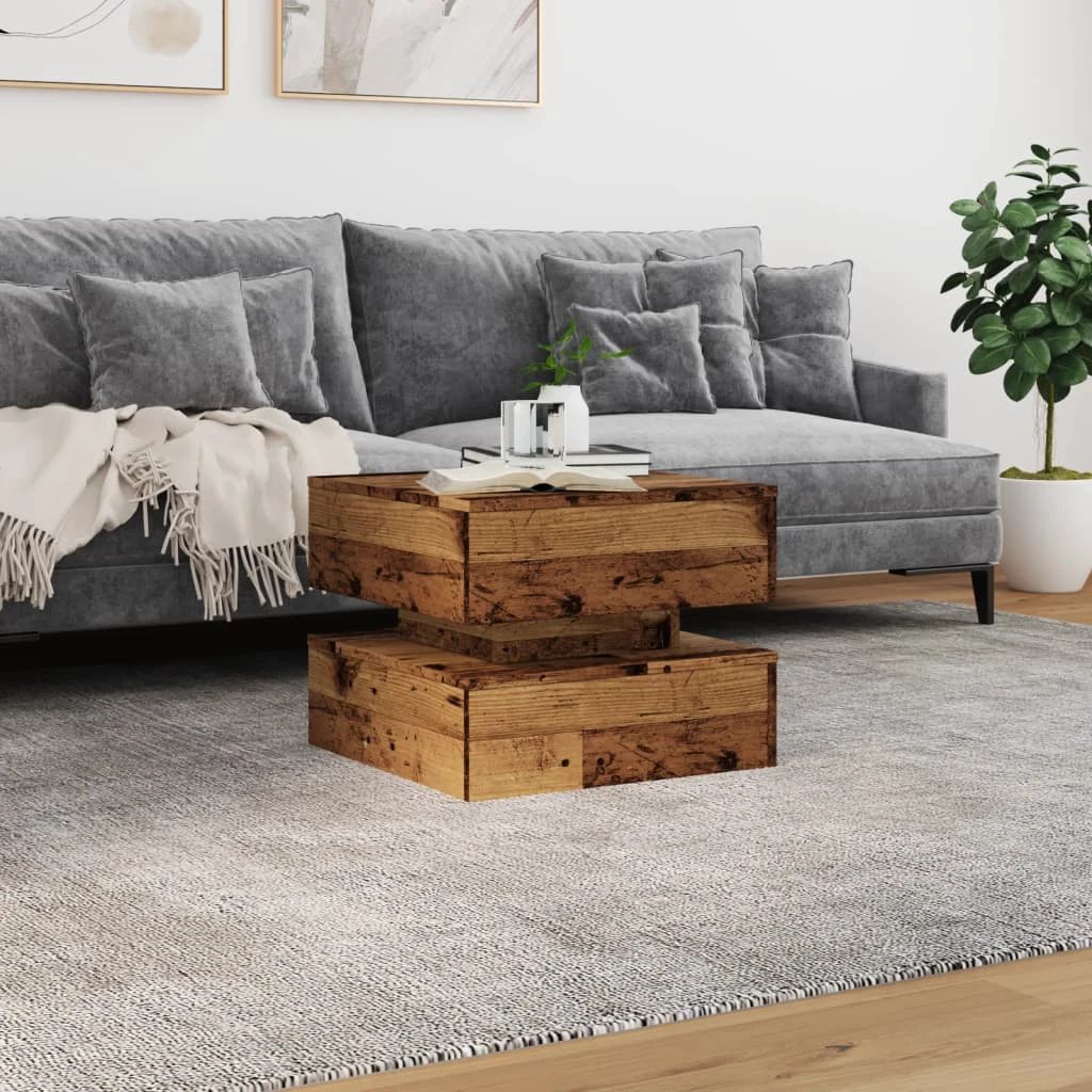 vidaXL vidaXL Coffee Table 50x50x40 cm LED Lights Rustic Modern Living Room Decor Furniture - Coffee Table