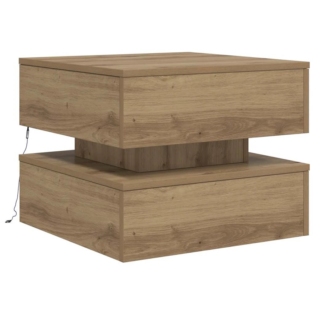 VidaXL Oak Coffee Table 50x50x40 LED Living Room by vidaXL