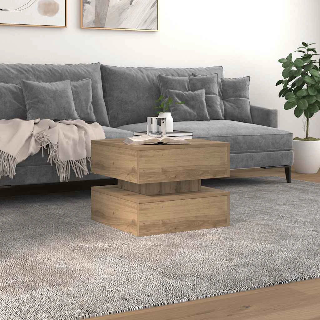 VidaXL Oak Coffee Table 50x50x40 LED Living Room by vidaXL