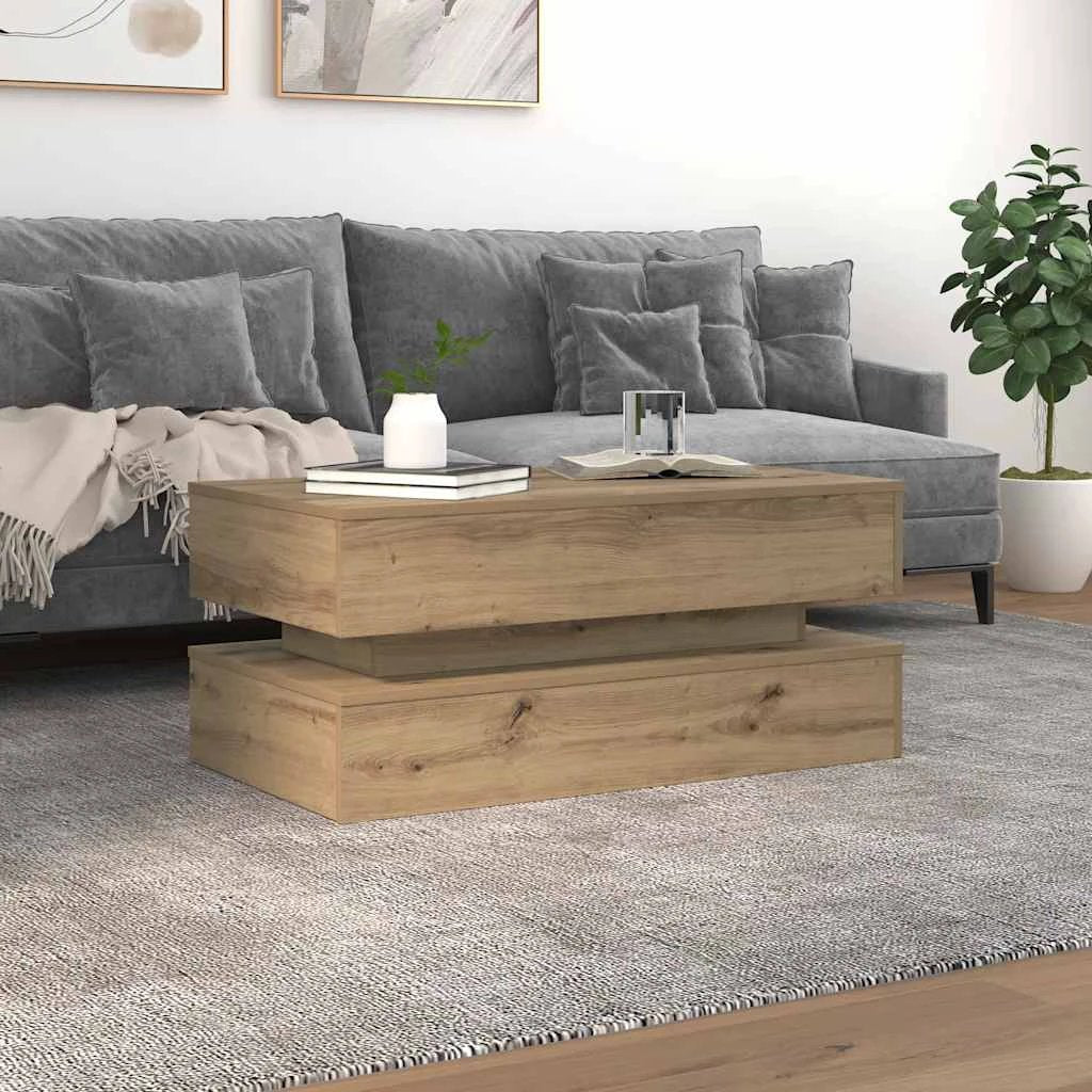 vidaXL VidaXL Coffee Table 90x50x40 cm Artisan Oak With LED Lights For Living Room Decor - Coffee Table