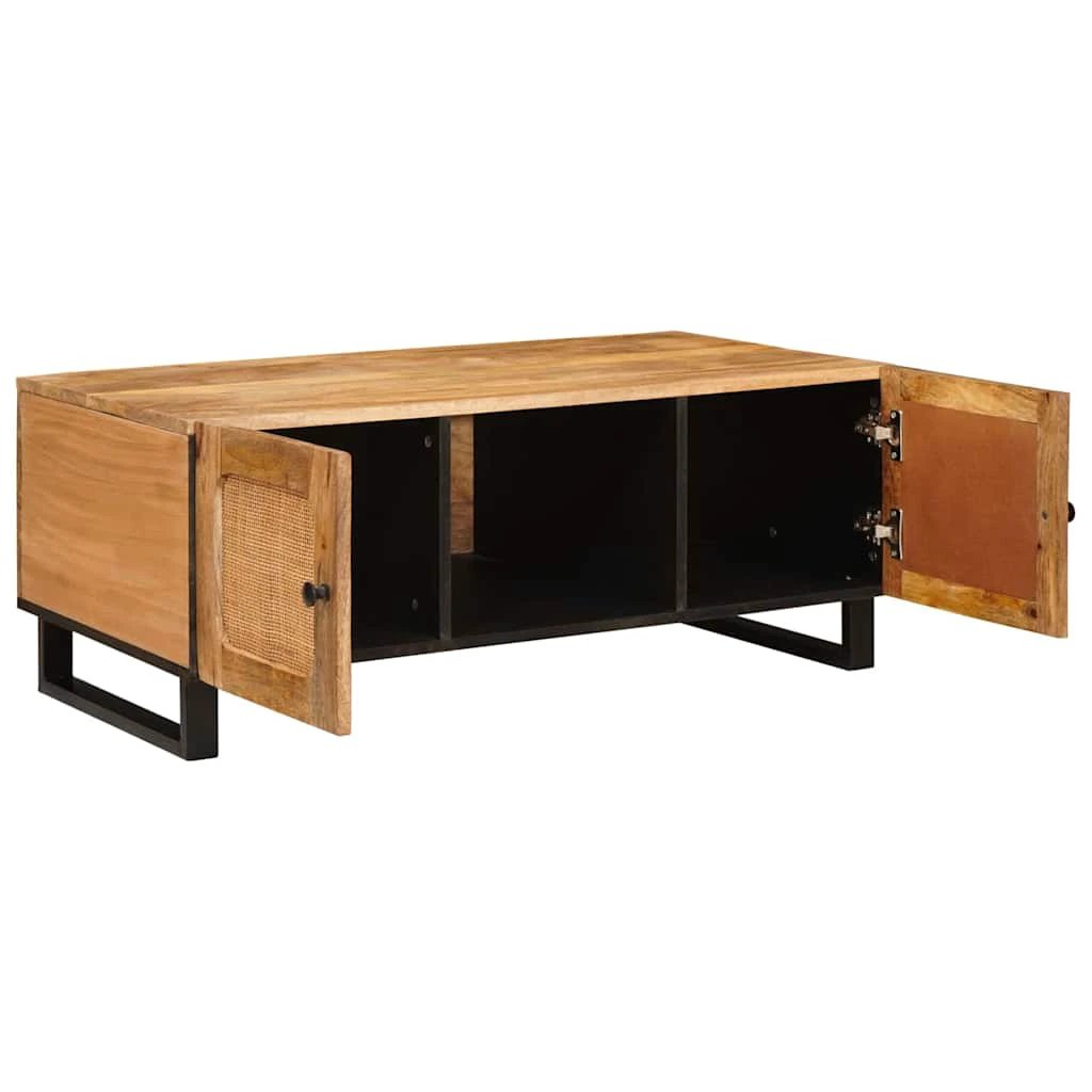 vidaXL Coffee Table 100 x 54 x 40 cm Solid Mango Wood Caned Doors Living Room Decor Accent by vidaXL