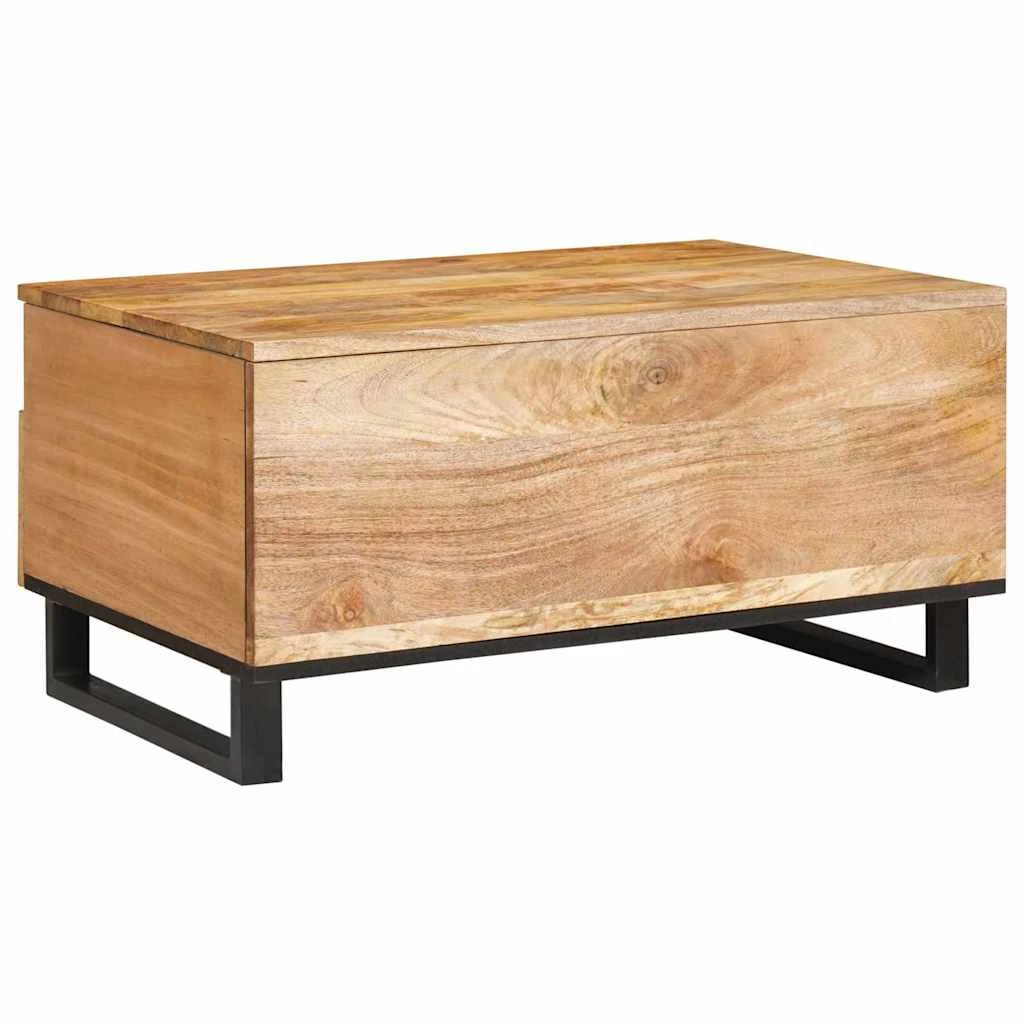 VidaXL Coffee Table Solid Mango Wood 80 X 54 X 40 cm With Open Shelves And Cane Drawer Fronts For Living Room Decor by vidaXL