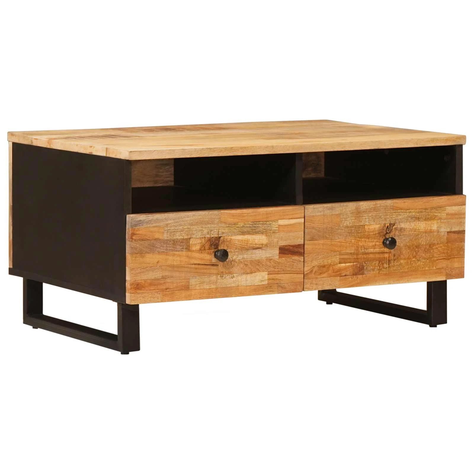 VidaXL Coffee Table 80 x 54 x 40 cm Solid Mango Wood Drawer Centerpiece for Modern Living Rooms by vidaXL
