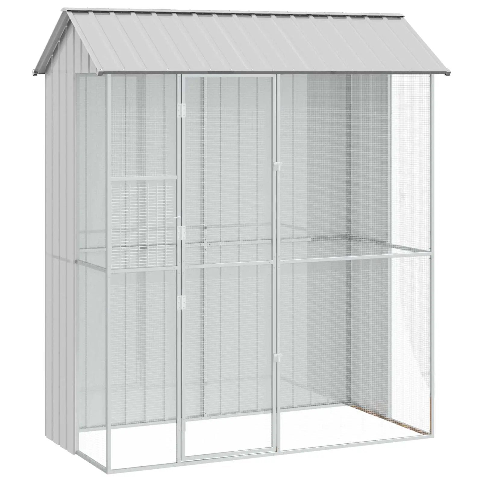 vidaXL vidaXL Bird Cage with Storage Grey 215 x 110 x 247 cm Galvanised Steel - Bird Cage