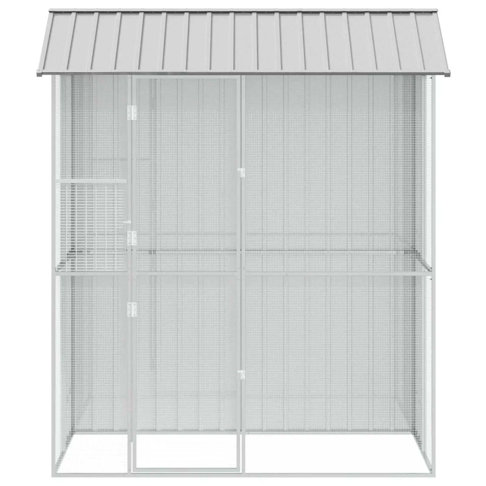 vidaXL vidaXL Bird Cage with Storage Grey 215 x 110 x 247 cm Galvanised Steel - Bird Cage