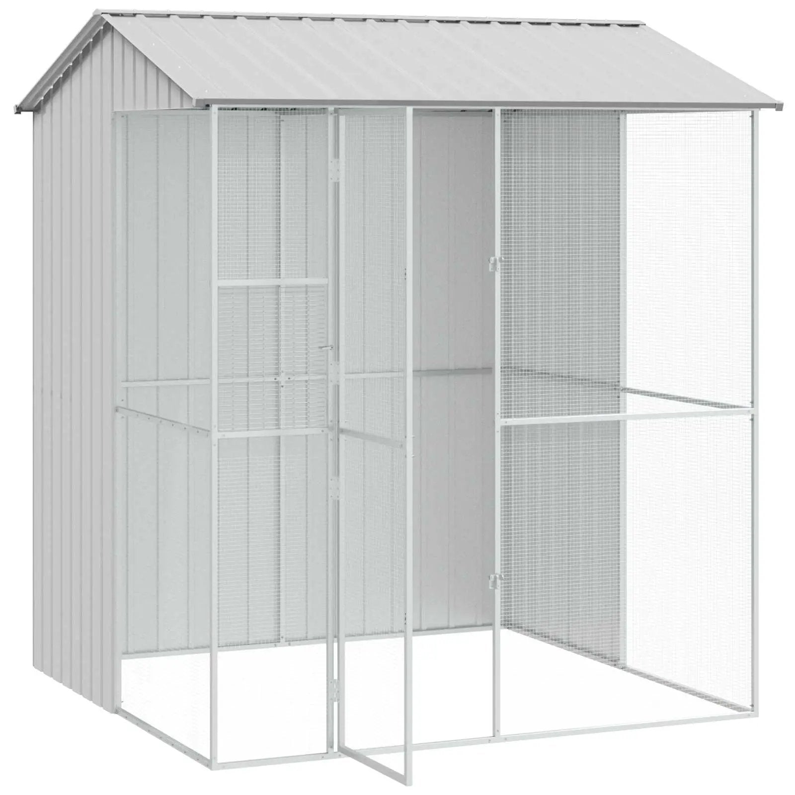 vidaXL vidaXL Bird Cage with Storage Grey 215 x 210 x 247 cm Galvanised Steel - Bird Cage