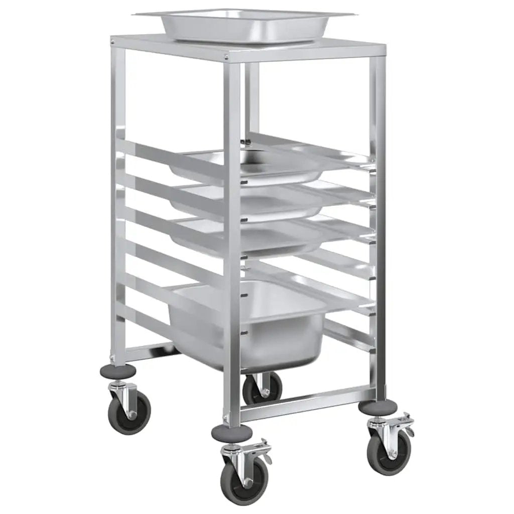 vidaXL Tray Trolley with 6 GN Containers 39x55x87 cm Stainless Steel - from vidaXL