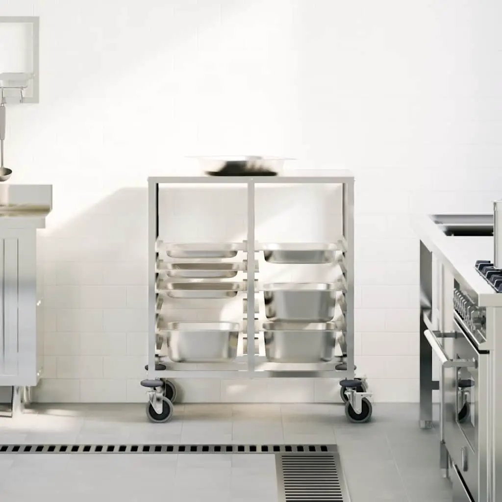 vidaXL Tray Trolley with 12 GN Containers 75x55x87 cm Stainless Steel - from vidaXL