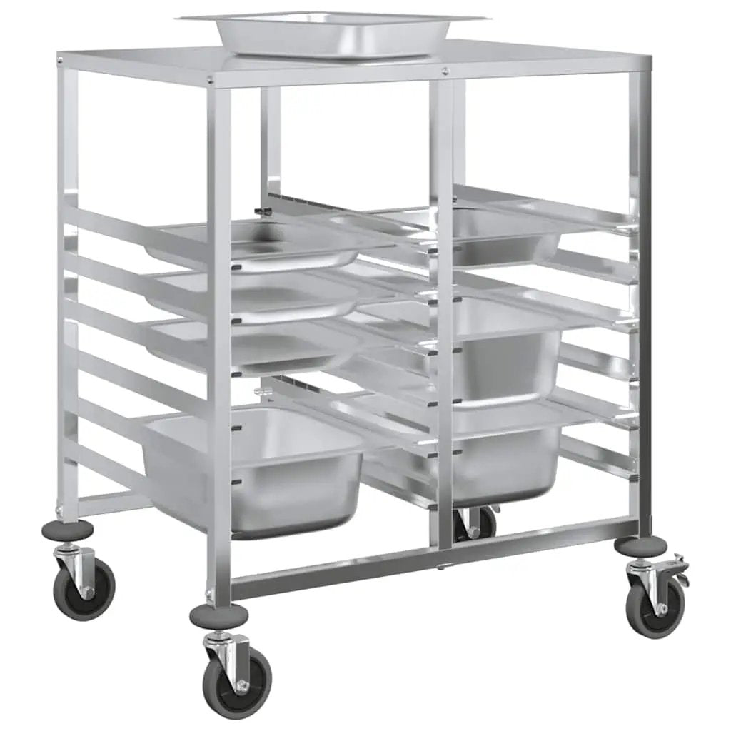 vidaXL Tray Trolley with 12 GN Containers 75x55x87 cm Stainless Steel - from vidaXL