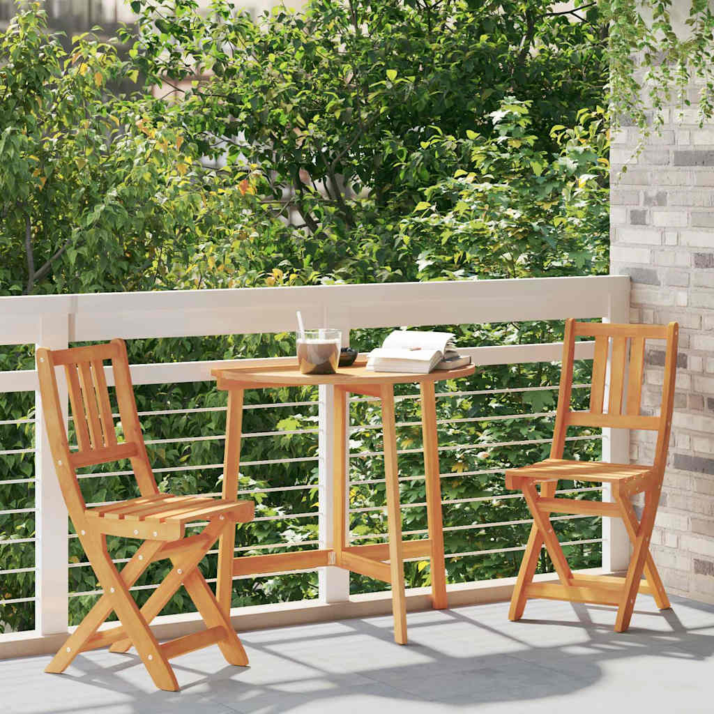 vidaXL vidaXL Garden Chair with Cushion Folding 2 pcs Solid Acacia Wood - Garden Chairs
